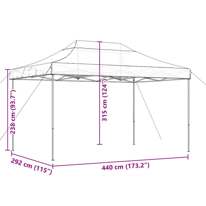 Sammenleggbart partytelt pop-up brun 440x292x315 cm