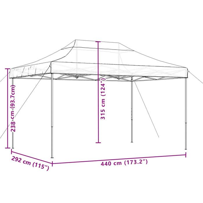 Sammenleggbart partytelt pop-up oransje 440x292x315 cm