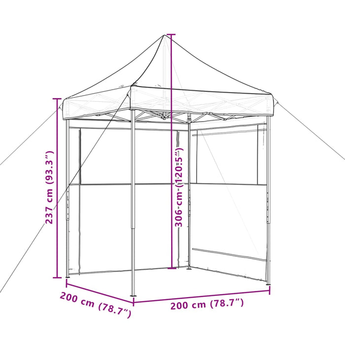 Sammenleggbart partytelt pop-up med 2 sidevegger beige