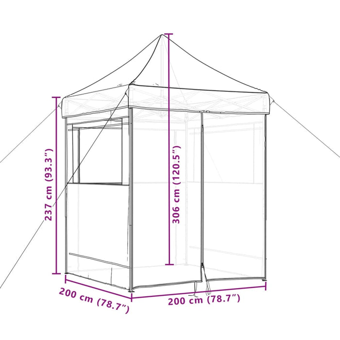 Sammenleggbart partytelt pop-up med 4 sidevegger beige