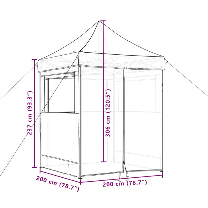 Sammenleggbart partytelt pop-up med 4 sidevegger burgunder