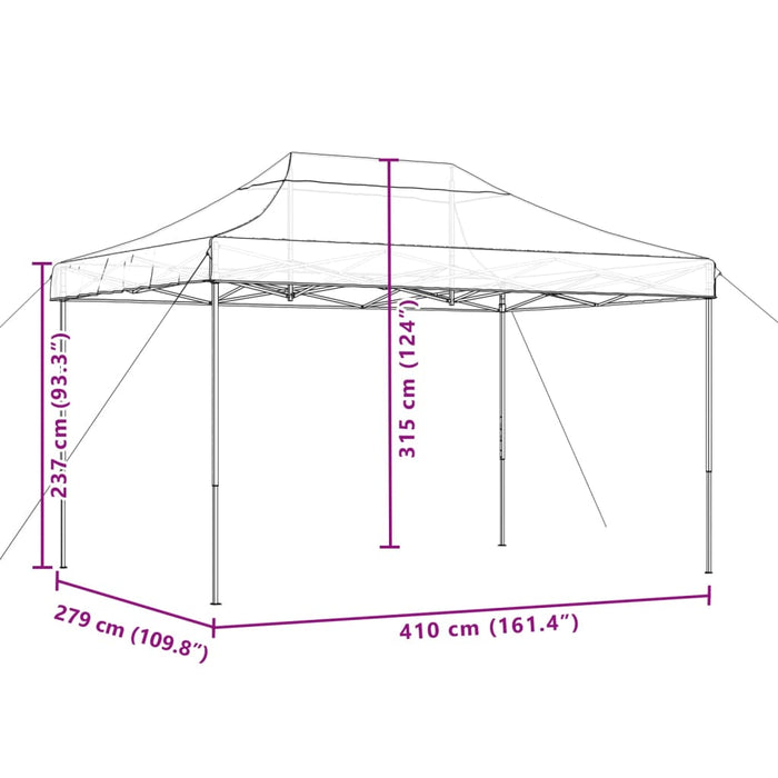 Sammenleggbart partytelt pop-up brun 410x279x315 cm