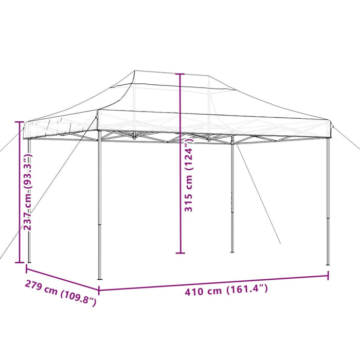 Sammenleggbart partytelt pop-up oransje 410x279x315 cm