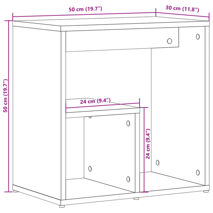 Sidebord hvit 50x30x50 cm sponplate