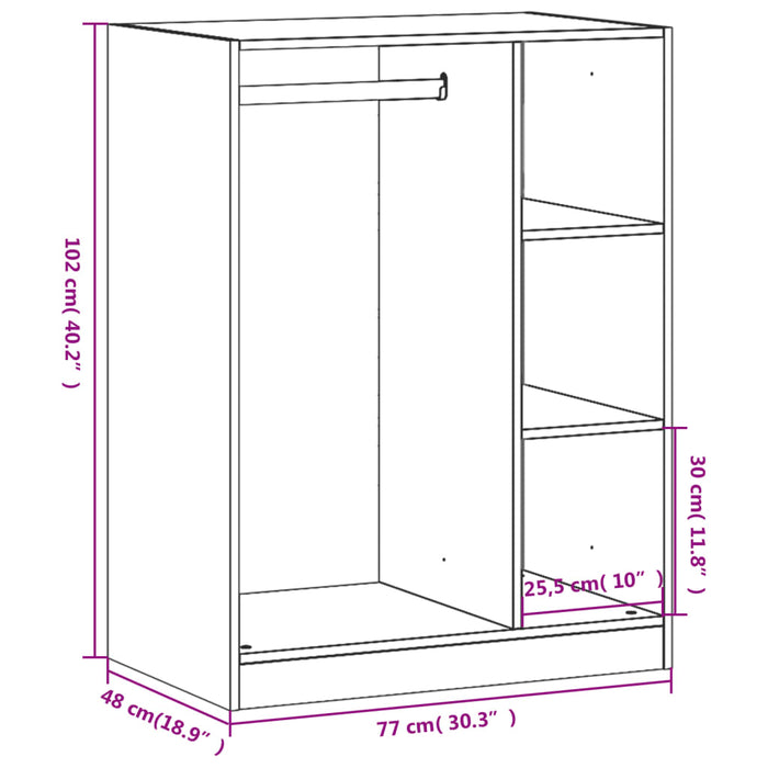 Garderobe sonoma eik 77x48x102 cm konstruert tre