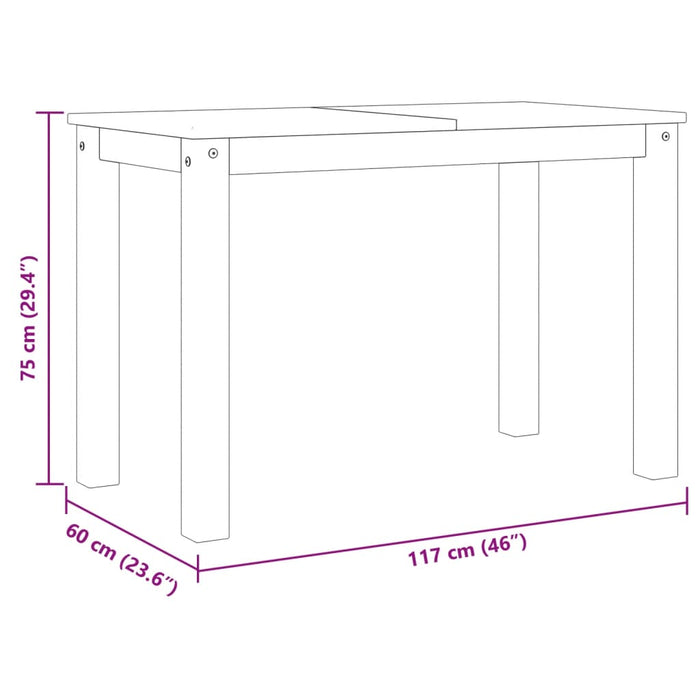 Spisebord Panama hvit 117x60x75 cm heltre furu