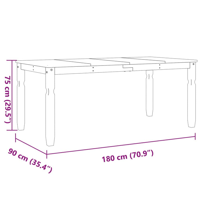 Spisebord Corona hvit 180x90x75 cm heltre furu