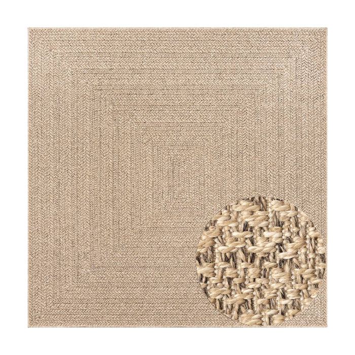 Teppe ZIZUR 120x120 cm jute-utseende innendørs og utendørs