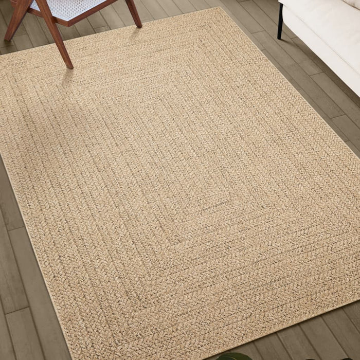 Teppe ZIZUR 120x120 cm jute-utseende innendørs og utendørs