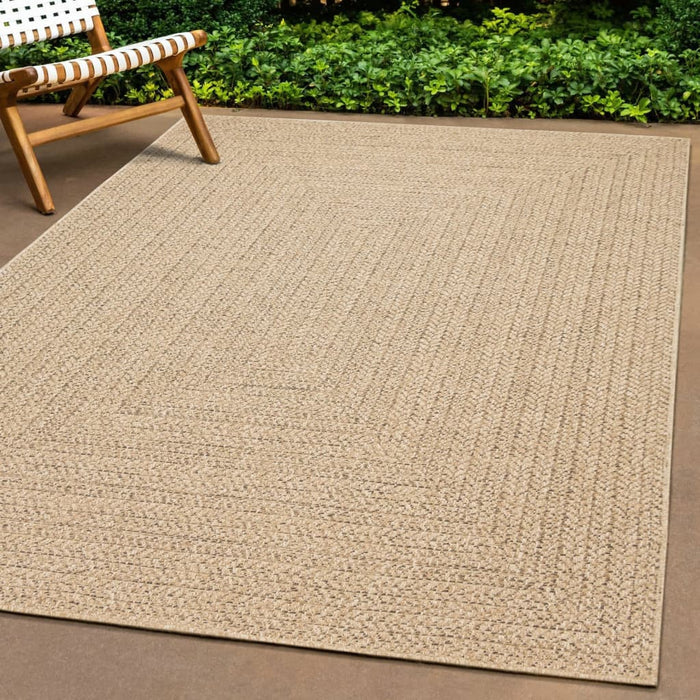 Teppe ZIZUR 120x120 cm jute-utseende innendørs og utendørs