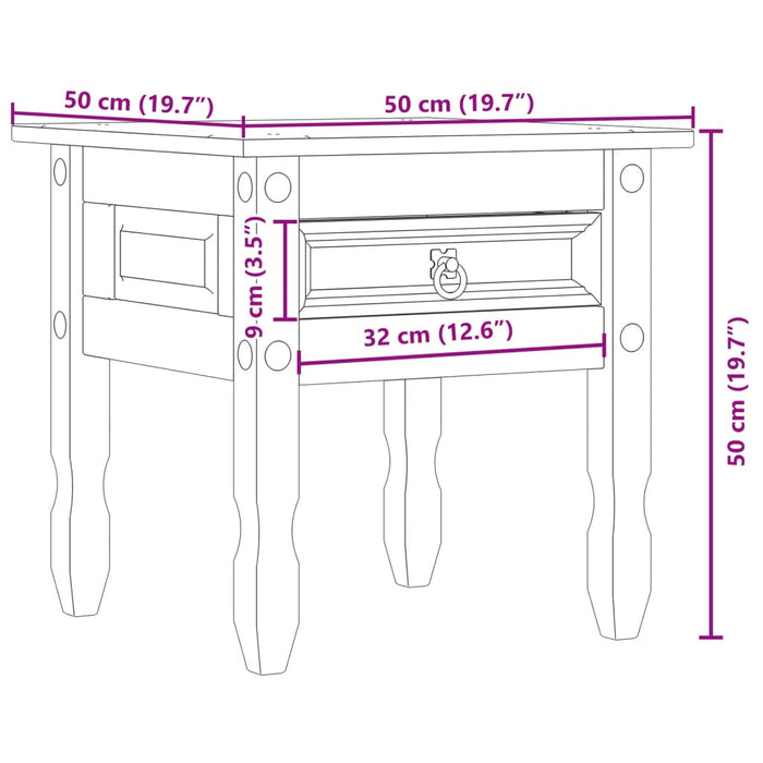 Sidebord Corona 50x50x50 cm heltre furu