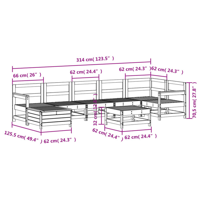 Hagesofasett 8 deler impregnert furu