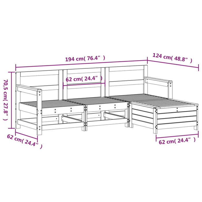 Hagesofasett 4 deler heltre furu