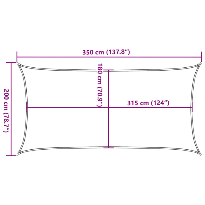 Solseil 160 g/m² rektangulær lysegrå 2x3,5 m HDPE