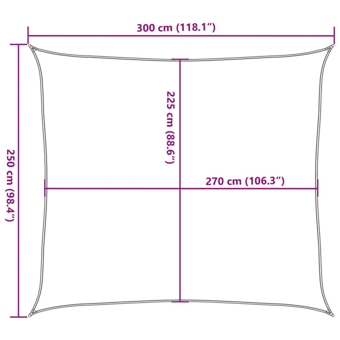 Solseil 160 g/m² rektangulær lysegrå 2,5x3 m HDPE