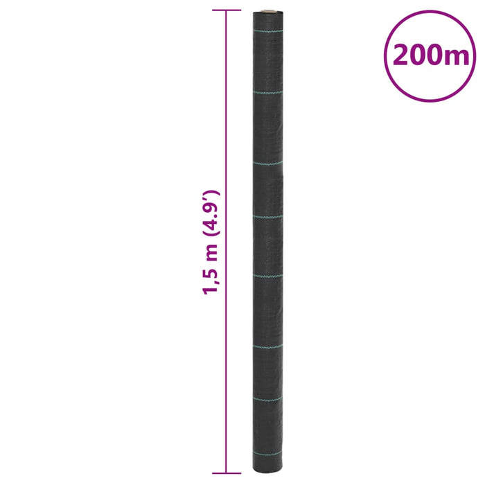 Kontrollmatte for ugress svart 1,5x200 m PP