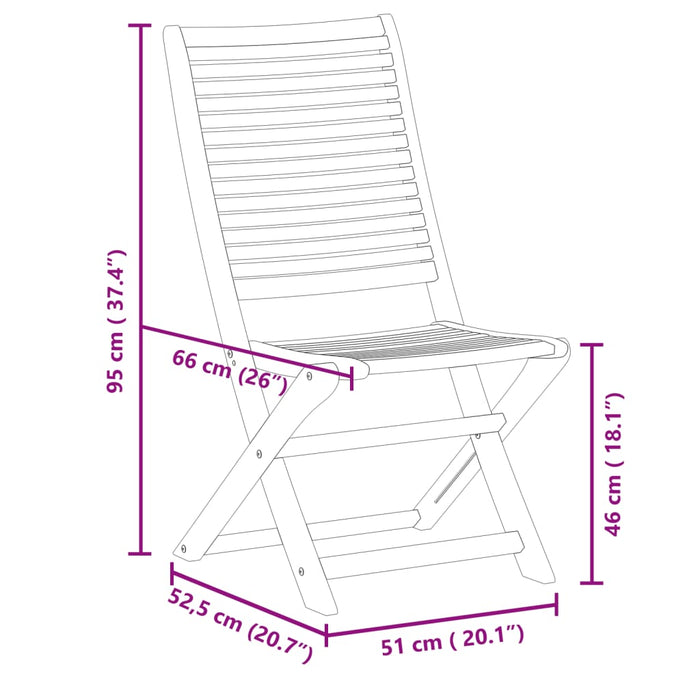 Sammenleggbare hagestoler 8 stk 51x66x95 cm heltre akasie