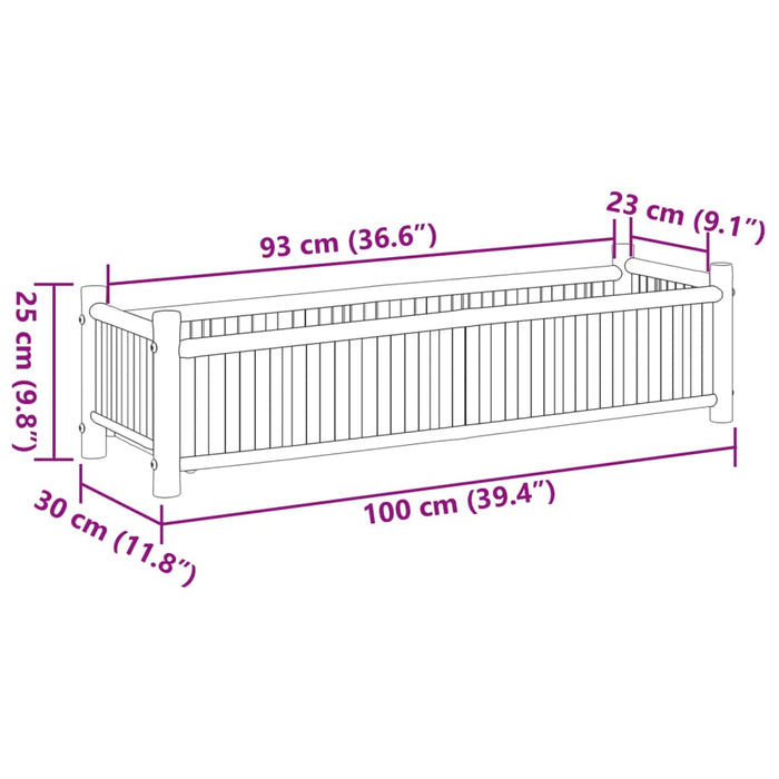 Plantekasse 100x30x25 cm bambus