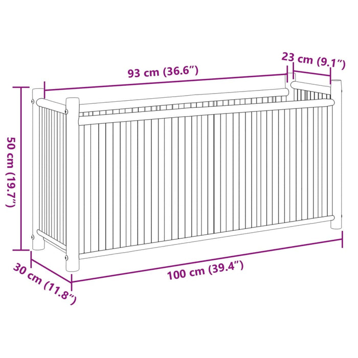 Plantekasse 100x30x50 cm bambus