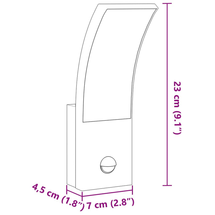 Veggmonterte LED-utelamper sensor 2 stk svart støpt aluminium