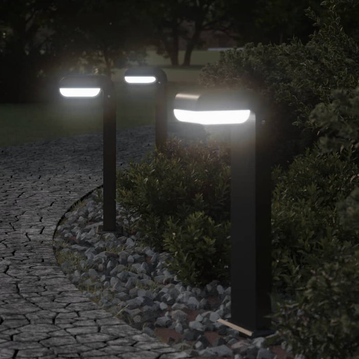 Utendørs gulvlamper 3 stk svart 50 cm støpt aluminium