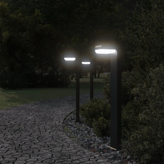 Utendørs gulvlamper 3 stk svart 80 cm støpt aluminium