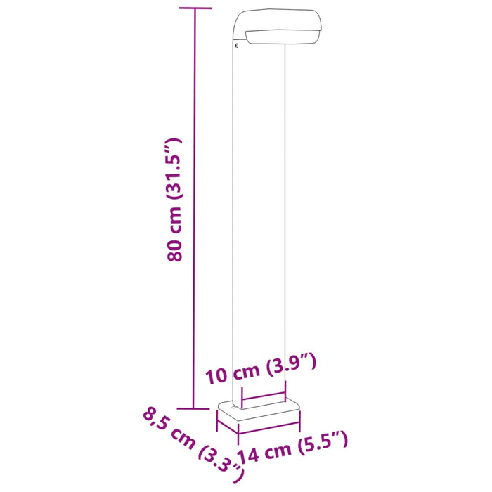 Utendørs gulvlamper 3 stk svart 80 cm støpt aluminium