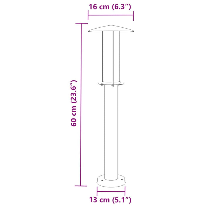 Utendørs gulvlampe sølv 60 cm rustfritt stål