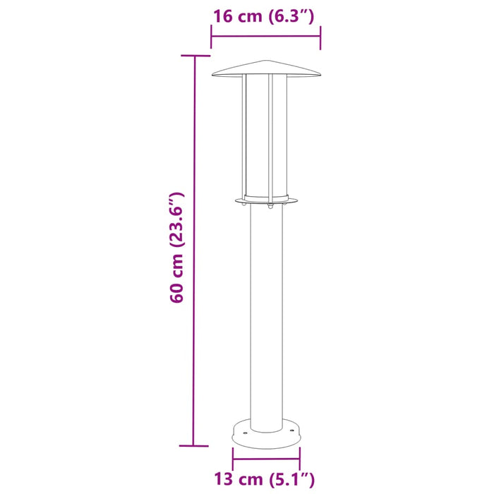 Utendørs gulvlamper 3 stk svart 60 cm rustfritt stål