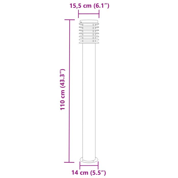 Utendørs gulvlamper 3 stk svart 110 cm rustfritt stål