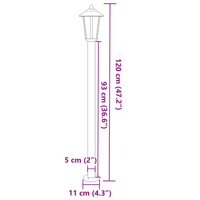 Utendørs gulvlampe sølv 120 cm rustfritt stål