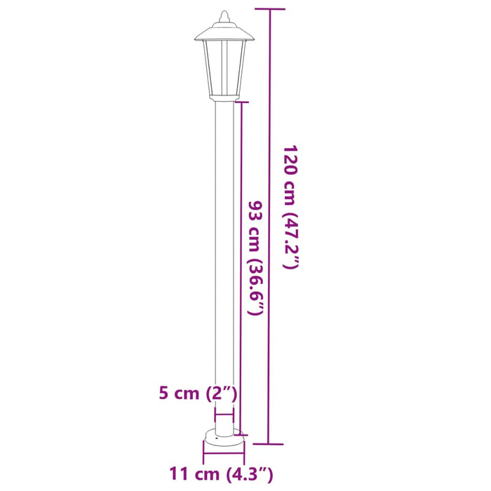 Utendørs gulvlamper 3 stk sølv 120 cm rustfritt stål