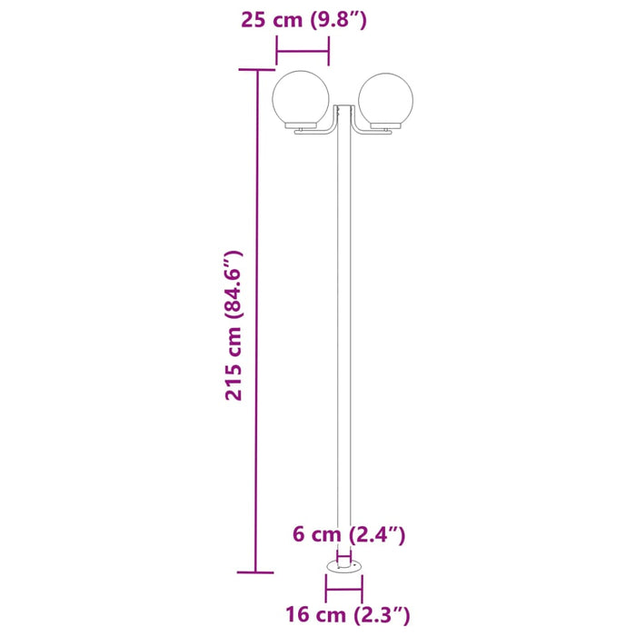 Utendørs gulvlamper 3 stk sølv 215 cm rustfritt stål