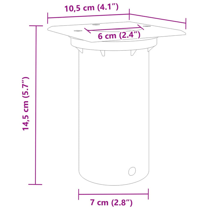 Utendørs gulvlampe firkantet svart 10,5x10,5 cm støpt aluminium