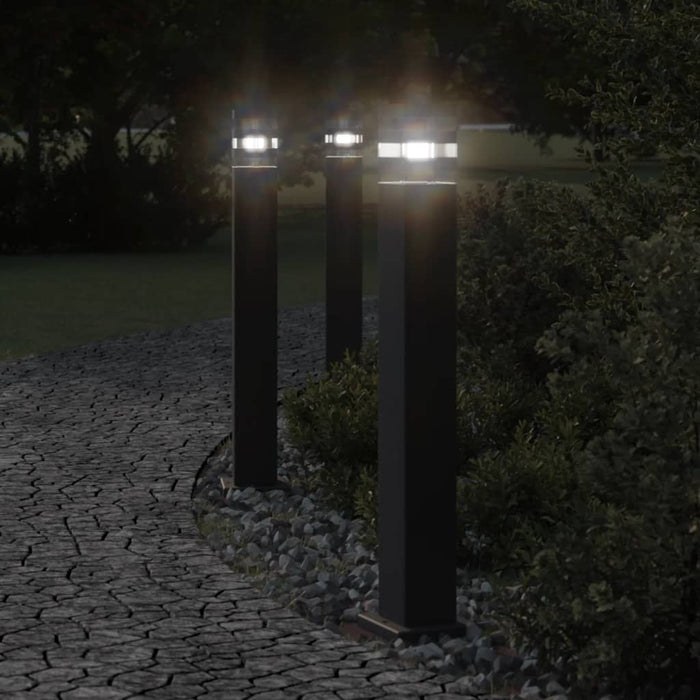 Utendørs gulvlamper 3 stk svart 80 cm aluminium