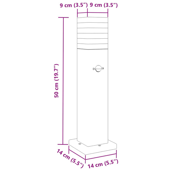 Utendørs gulvlamper med sensorer 3 stk svart 50 cm aluminium