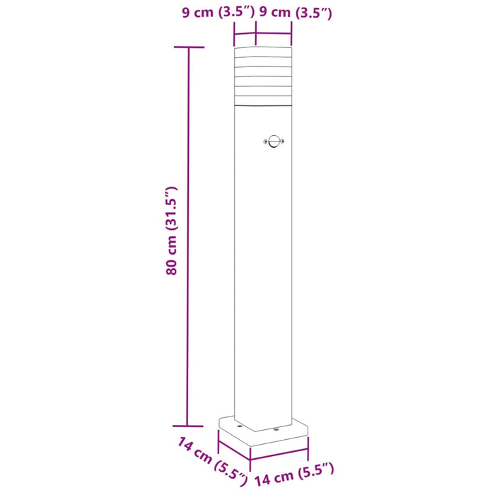 Utendørs gulvlampe med sensor svart 80 cm aluminium