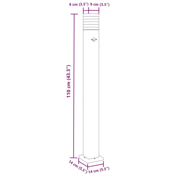 Utendørs gulvlamper med sensorer 3 stk svart 110 cm aluminium