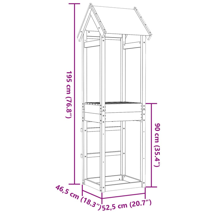 Leketårn 52,5x46,5x195 cm heltre furu