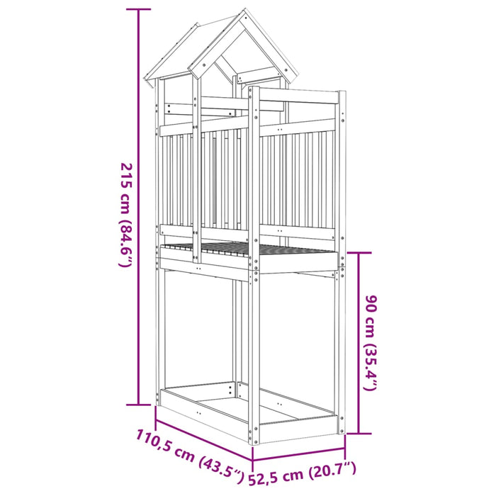 Leketårn 110,5x52,5x215 cm heltre furu