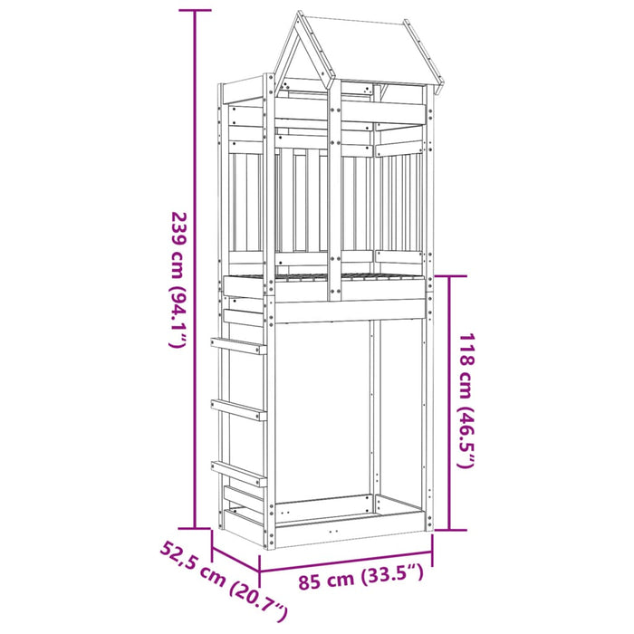 Leketårn 85x52,5x239 cm heltre douglasgran