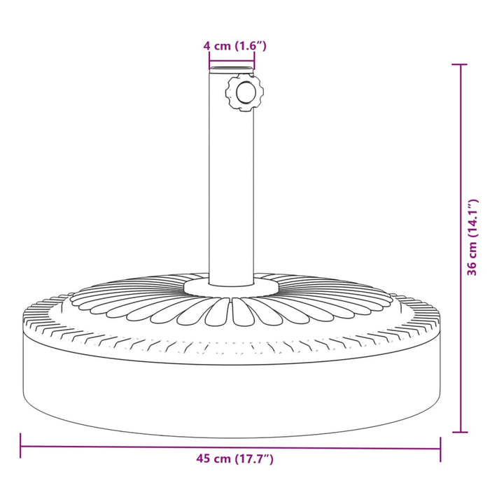 Parasollfot for Ø38 / 48 mm stenger 25 kg rund