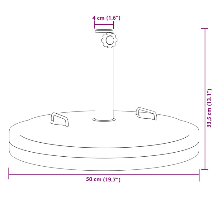 Parasollfot med hjul for Ø38 / 48 mm stenger 25 kg rund