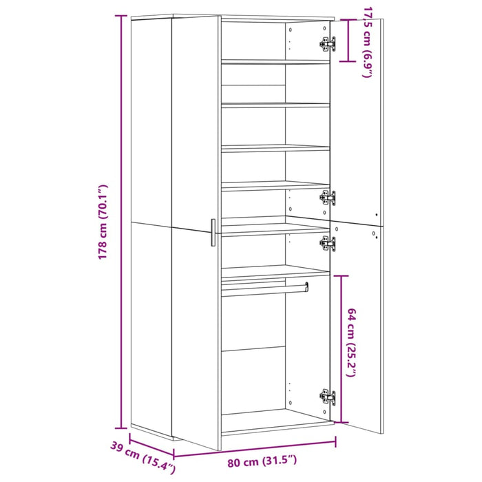 Skoskap svart 80x39x178 cm sponplate