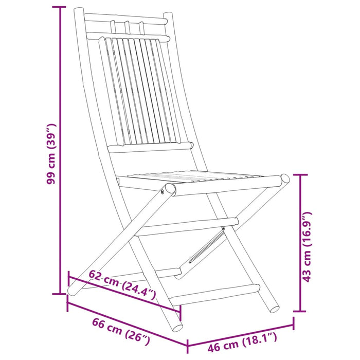 Sammenleggbare hagestoler 4 stk 46x66x99 cm bambus