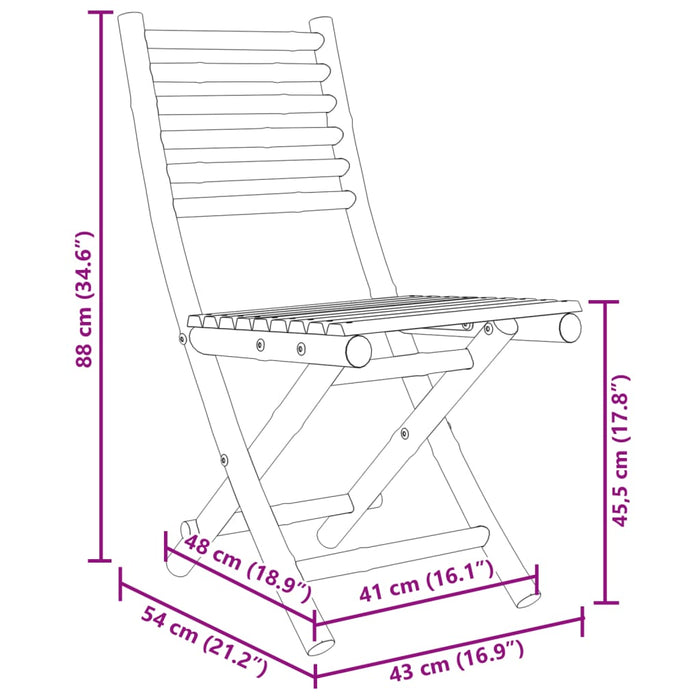 Sammenleggbare hagestoler 6 stk 43x54x88 cm bambus