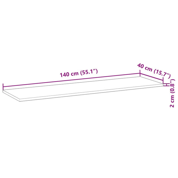 Plate til baderomsskap ubehandlet 140x40x2 cm heltre akasie