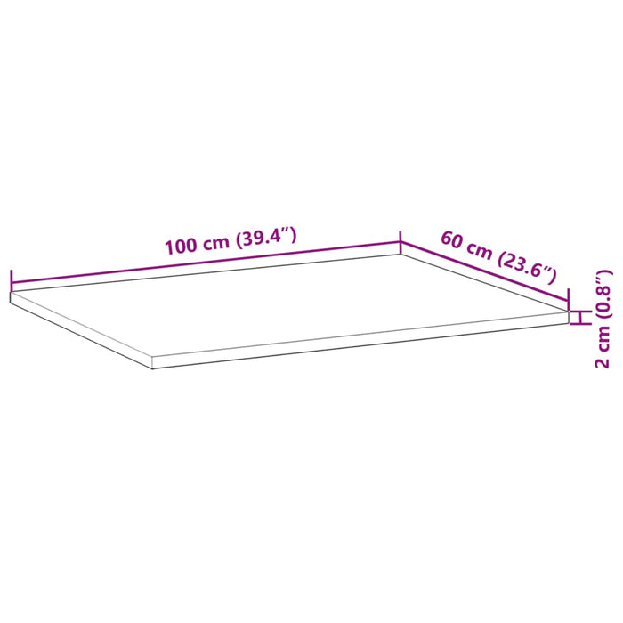 Plate til baderomsskap ubehandlet 100x60x2 cm heltre akasie