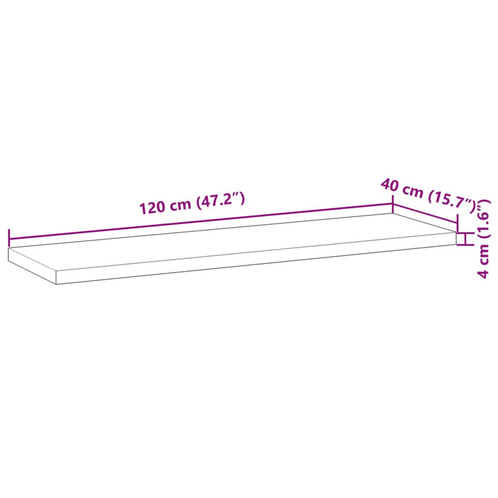 Plate til baderomsskap ubehandlet 120x40x4 cm heltre akasie