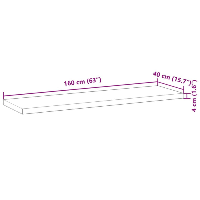 Plate til baderomsskap ubehandlet 160x40x4 cm heltre akasie